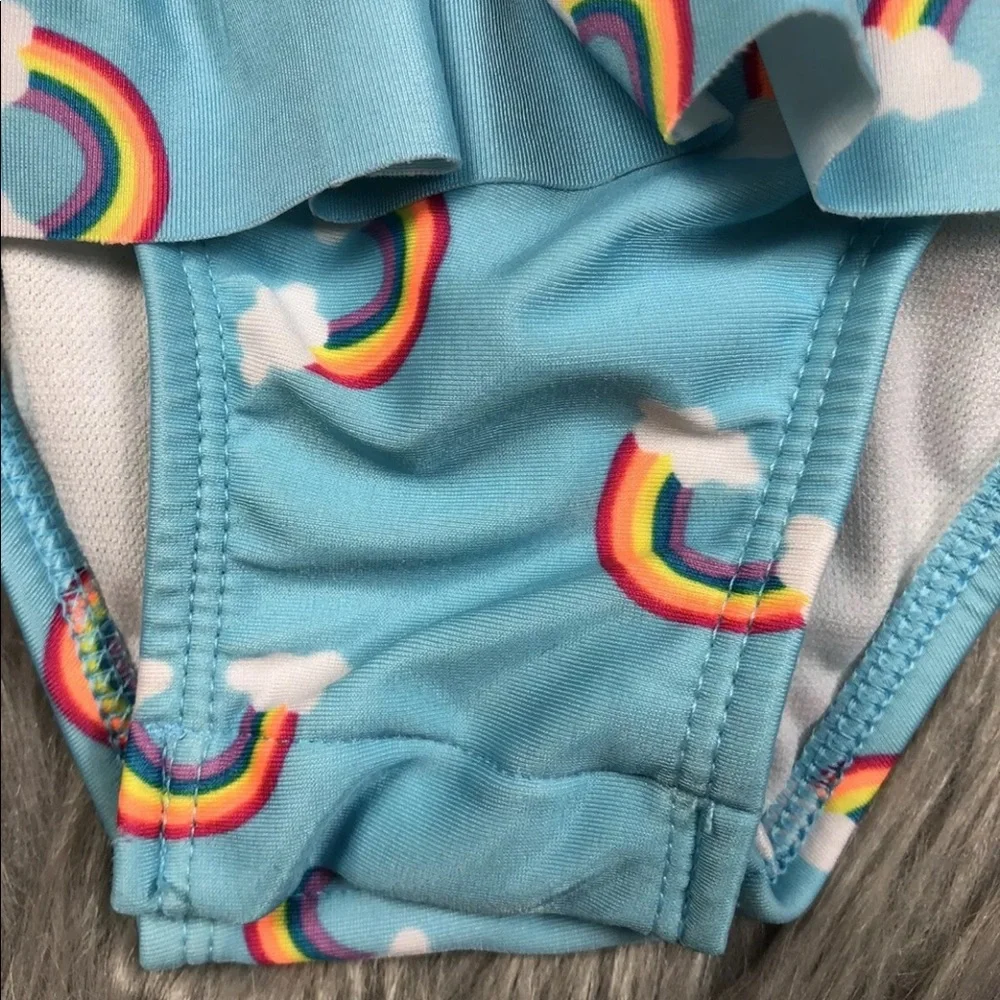 Cat Jack Baby Girls Blue Rainbow Swimsuit 18m